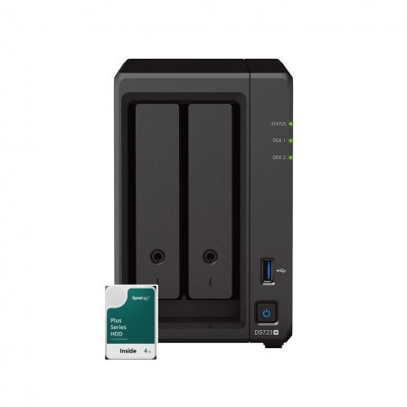 Synology DS723+ 2Bay 8TB NAS met 2x 4TB Synology HAT3300-4T HDD